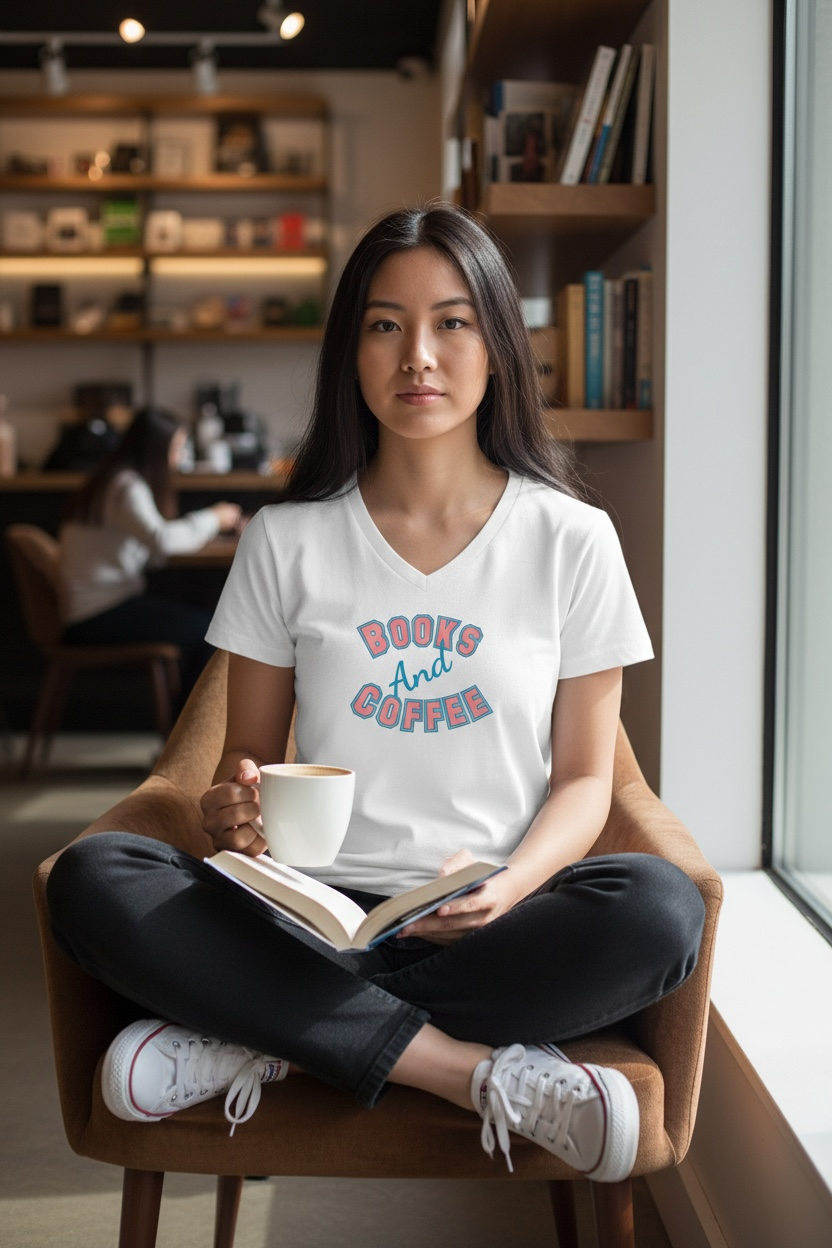 Books and Coffee Cotton T-Shirt